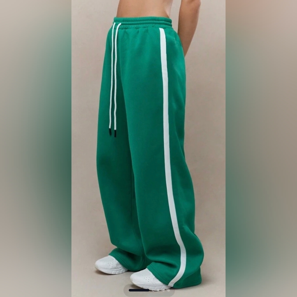 Missguided Green Wide Leg Pants Womens Sz M PREPPY LONGWEAR ACADEMIA